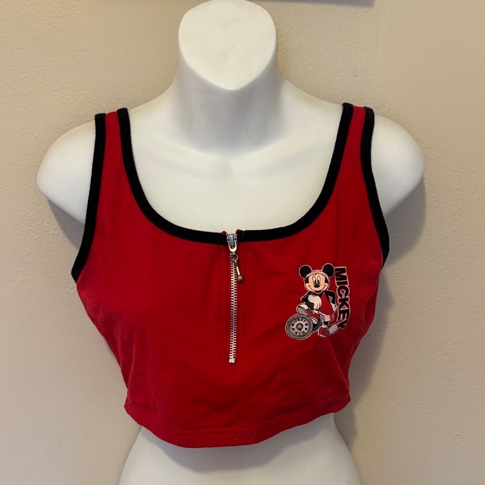 Disney Red Mickey Mouse Zippered Crop Top